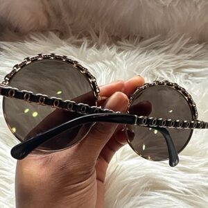 NEW CHANEL Black Round Sunglasses with Case